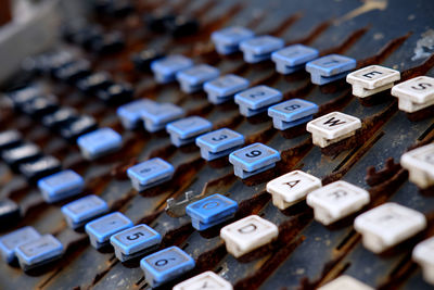 High angle view of text on table