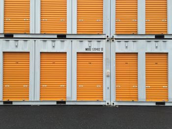 Closed doors at warehouse loading dock