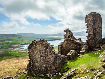 Old ruin building against cloudy sky