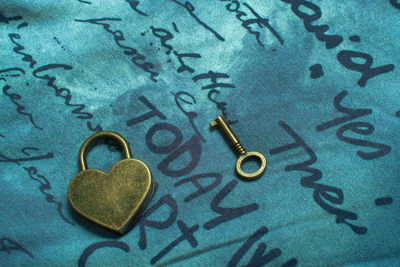 Close-up of heart shape on metal