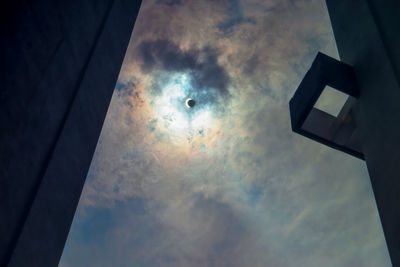 Low angle view of building against sky at sunset