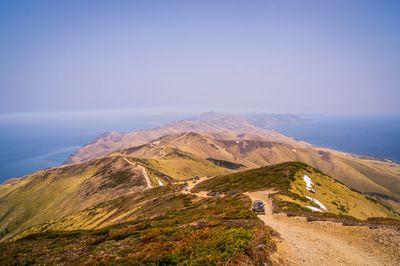 Scenic view of mountains against clear sky