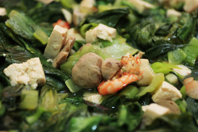 Close-up of chopped vegetables in plate