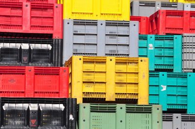 Stack of multi colored building