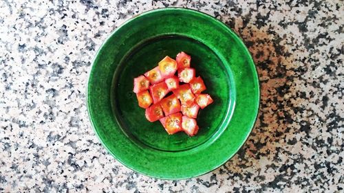 High angle view of food in plate