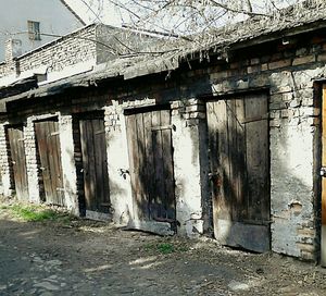 Closed door of house