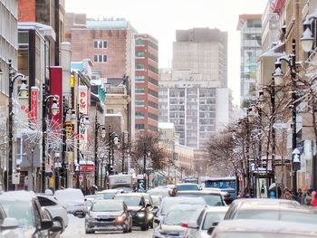 Cars on road in city
