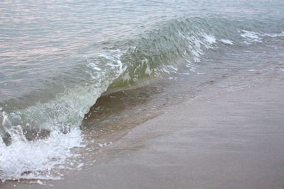 High angle view of surf on beach