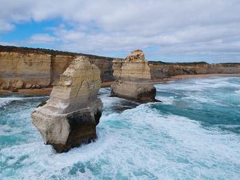 Twelve apostles sea rocks at beach