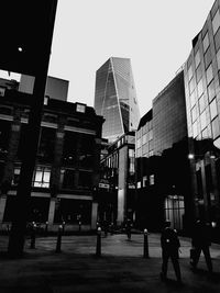 Low angle view of buildings against clear sky