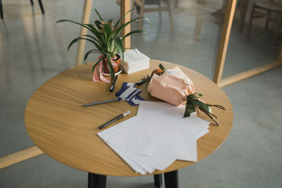 Potted plant on table