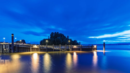 Scenic view of blue sea against sky at dusk