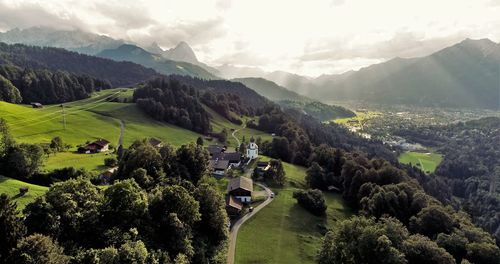 High angle view of landscape against sky