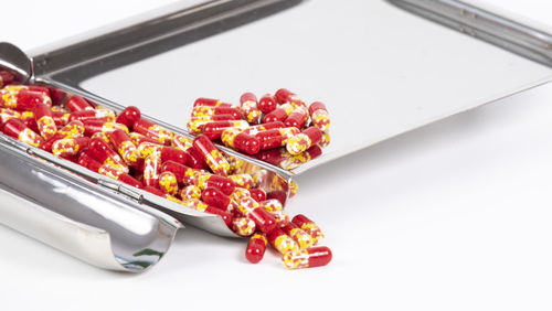 High angle view of food on table