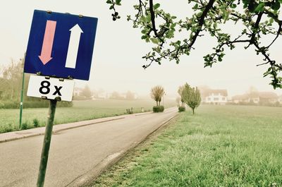 Oncoming traffic priority sign with additional board saying eight times