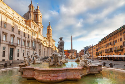 Statue of fountain in city