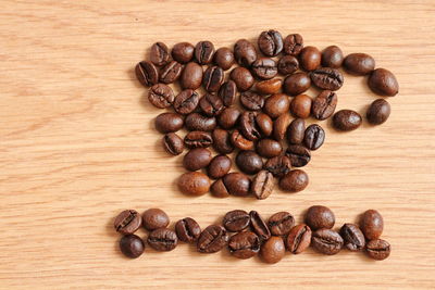 Close-up of coffee beans on table