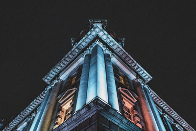 Low angle view of historical building against sky at night