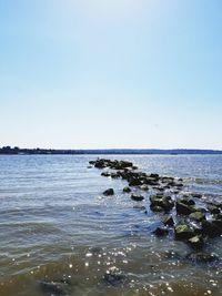 Scenic view of sea against clear sky