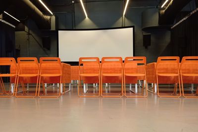 View of empty chairs and tables