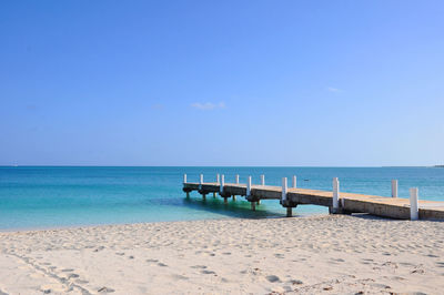 Scenic view of sea against blue sky