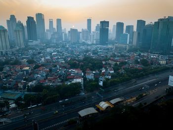 High angle shot of cityscape