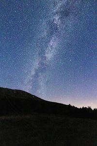 Scenic view of silhouette landscape against sky at night