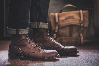 Low section of man in leather shoes