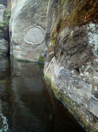 Close-up of water flowing through rocks