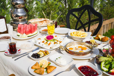 High angle view of food on table