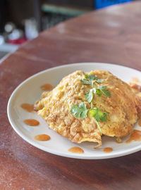 High angle view of meal served in plate