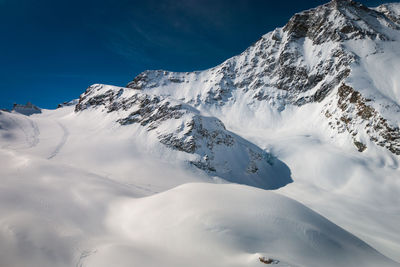 Scenic view of snow covered mountains against sky