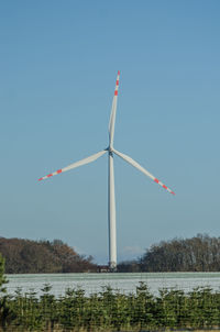 Low angle view of windmill against clear sky