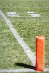 Close-up of soccer field