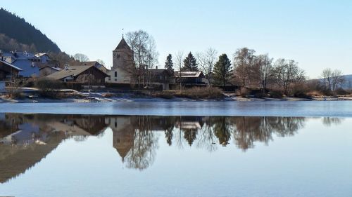 Reflection of buildings in water