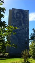 Low angle view of statue in city