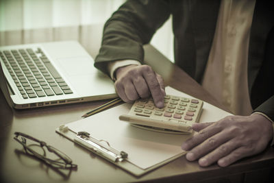 Man working on table