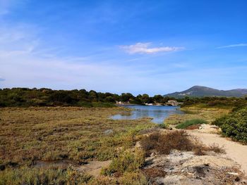 Scenic view of lake against sky