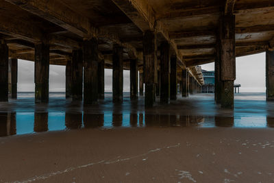 Interior of pier over sea