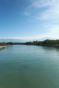 Scenic view of lake against sky