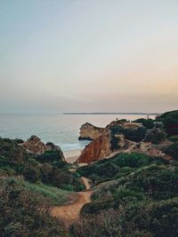 Scenic view of sea against sky during sunset