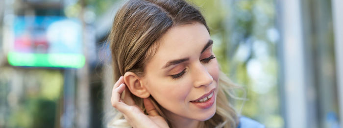 Close-up of young woman