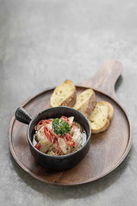 Close-up of food in plate on table