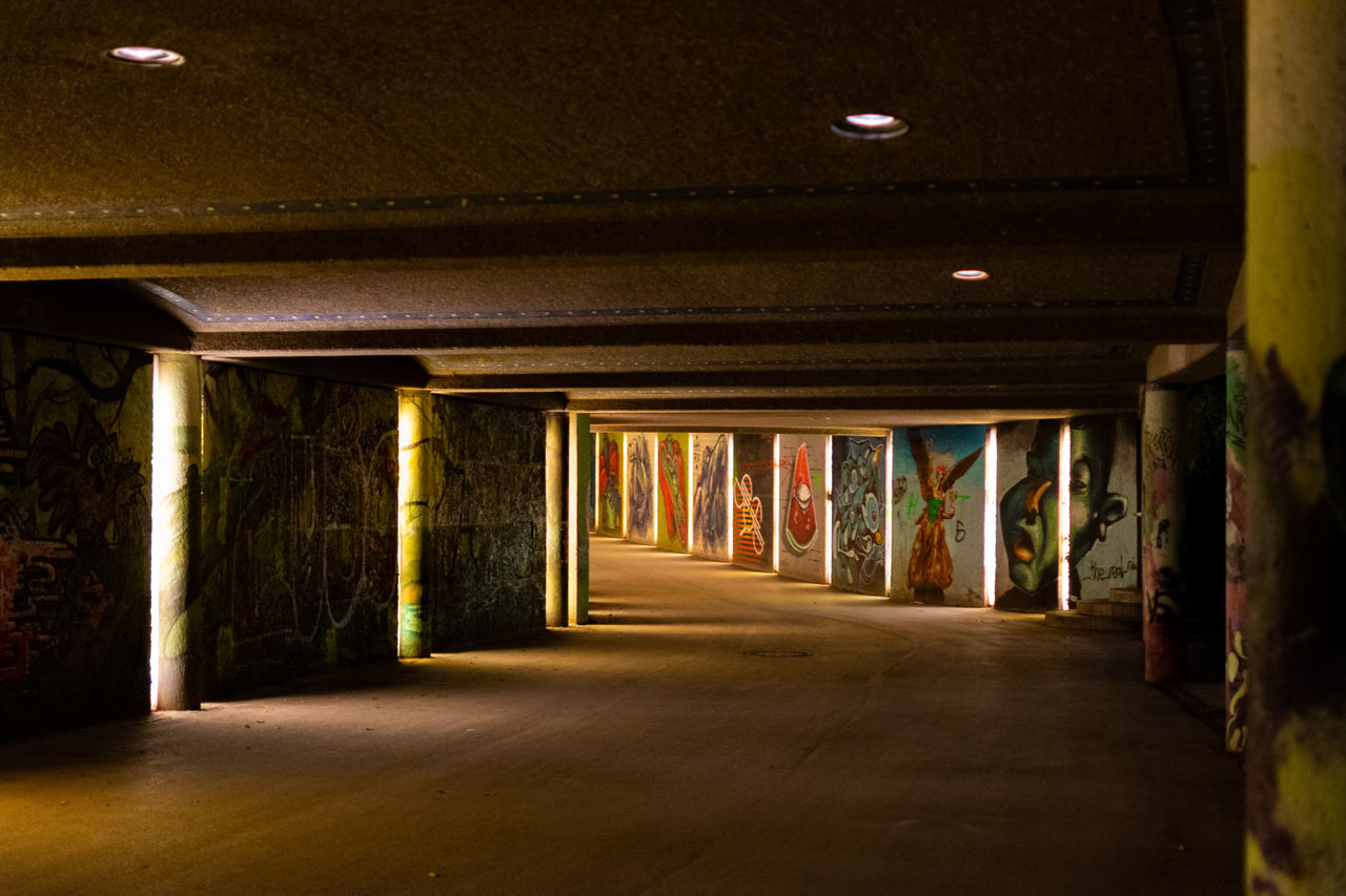 Architecture Direction The Way Forward Built Structure No People Architectural Column Indoors  Illuminated Empty Building Lighting Equipment Ceiling Corridor Transportation Arcade Tunnel Day Absence Road Underpass
