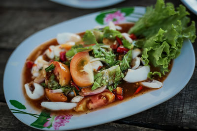Close-up of salad served in plate
