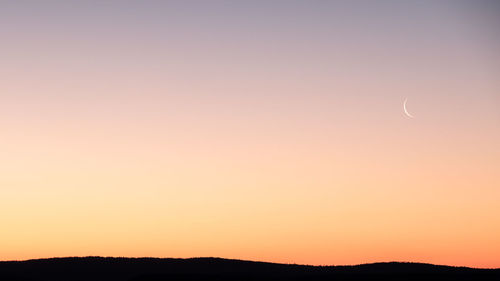 Scenic view of silhouette landscape against clear sky during sunset