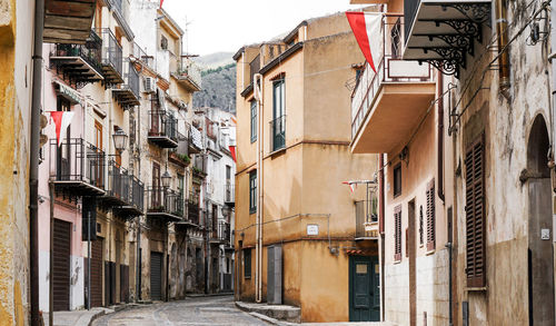 Low angle view of buildings in town