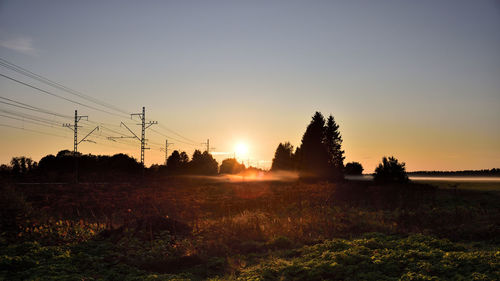 Scenic view of field against sky during sunset