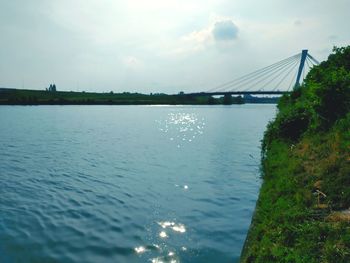 Bridge over river against sky