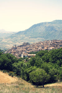 High angle view of townscape against sky